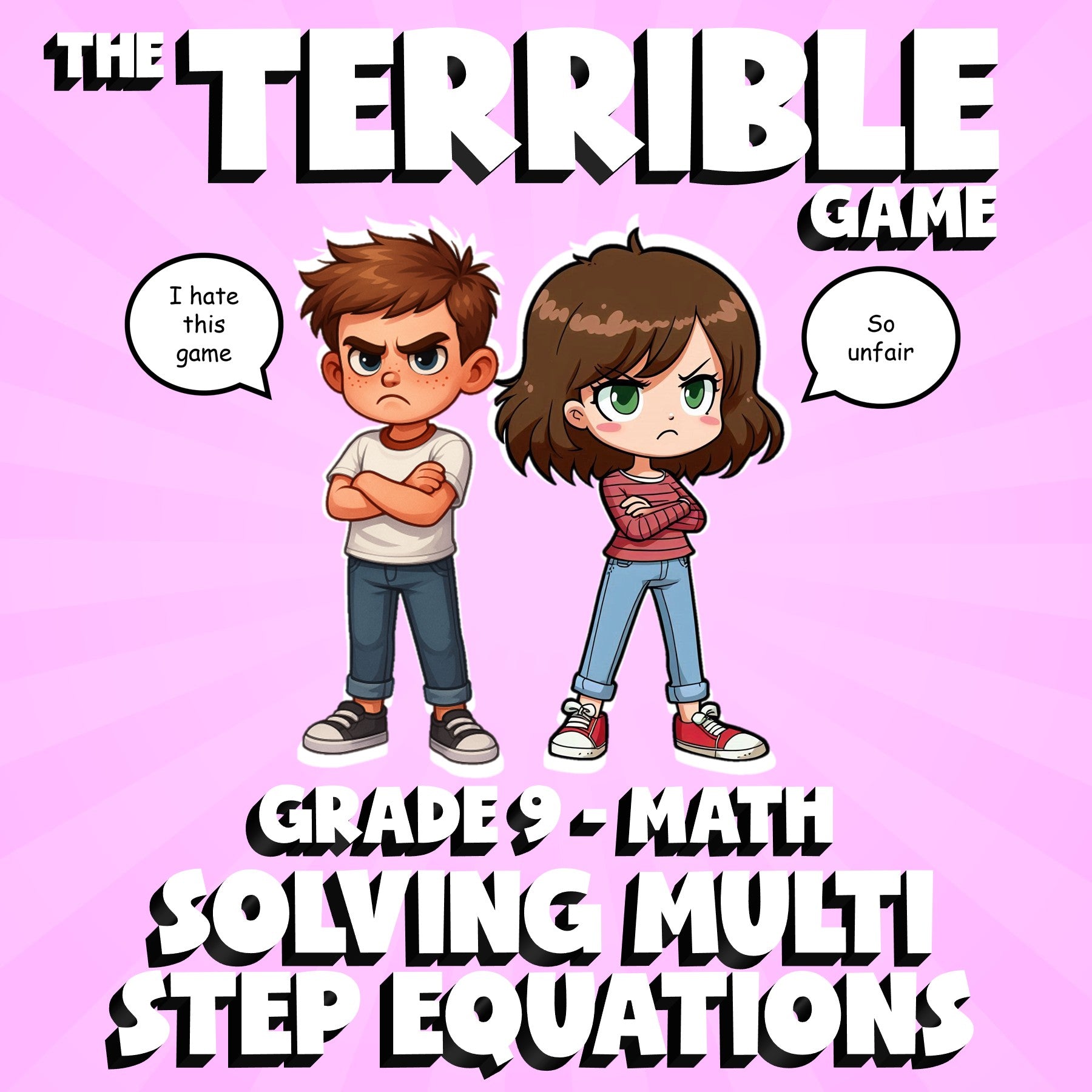 Solving Multi Step Equations THE TERRIBLE GAME - No Prep Grade 9 Math Review