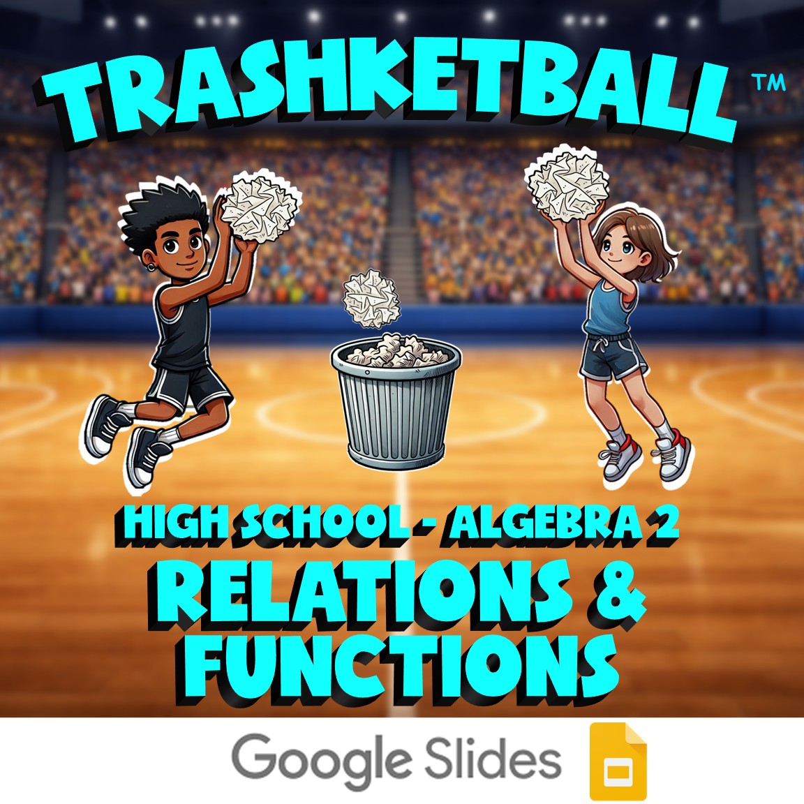 Relations & Functions TRASHKETBALL Math Game - No Prep Algebra 2 Review Activity
