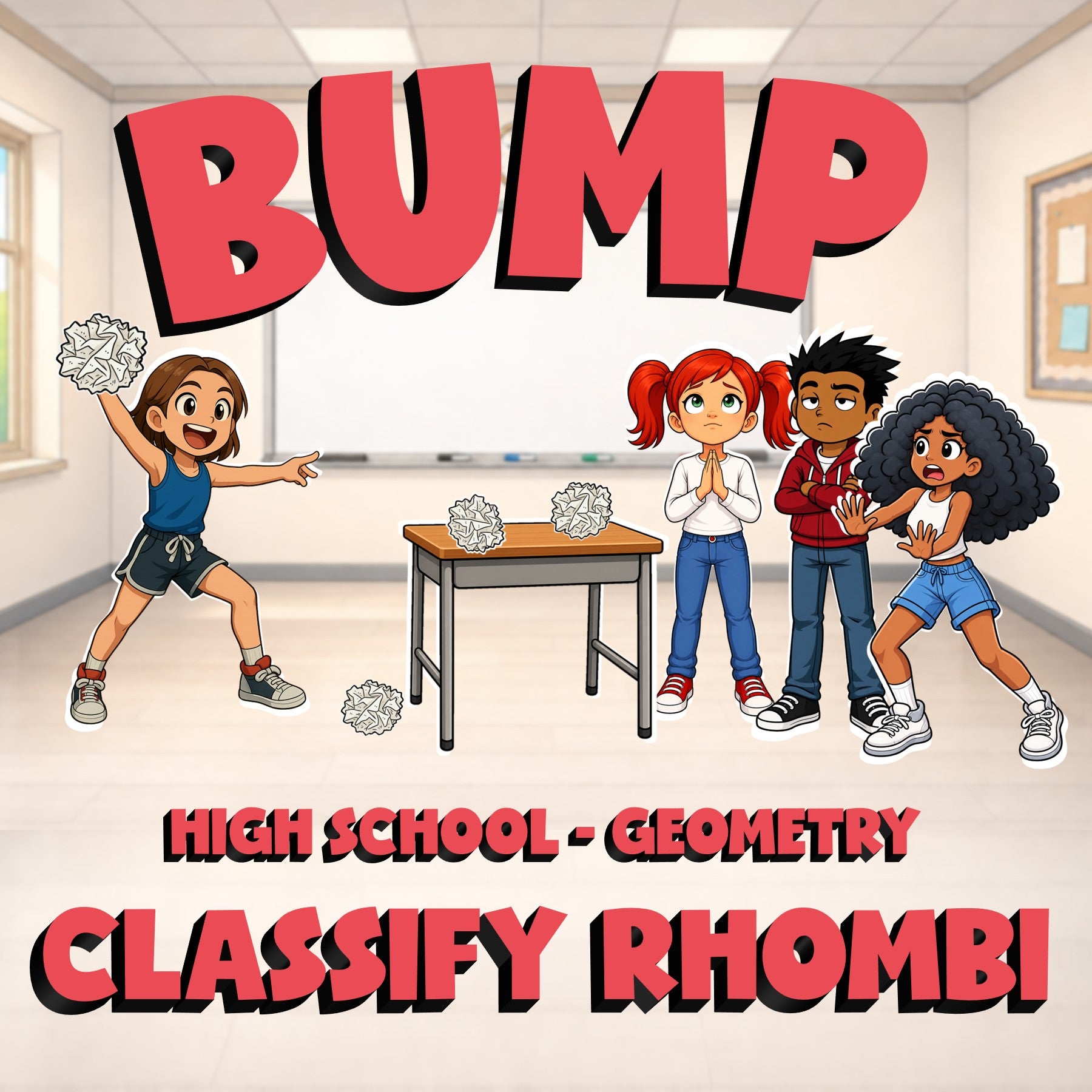 Classify Rhombi BUMP Math Game - No Prep Geometry Review Activity