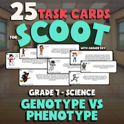 Genotype vs Phenotype SCOOT TASK CARDS Science Game - No Prep Grade 7 Review