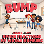 Divide Fractions by Whole Numbers BUMP Math Game - No Prep Grade 6 Review