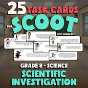 Scientific Investigation SCOOT TASK CARDS Science Game - No Prep Grade 8 Review