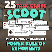 Power Rule of Exponents SCOOT TASK CARDS Math Game - No Prep Algebra 1 Review