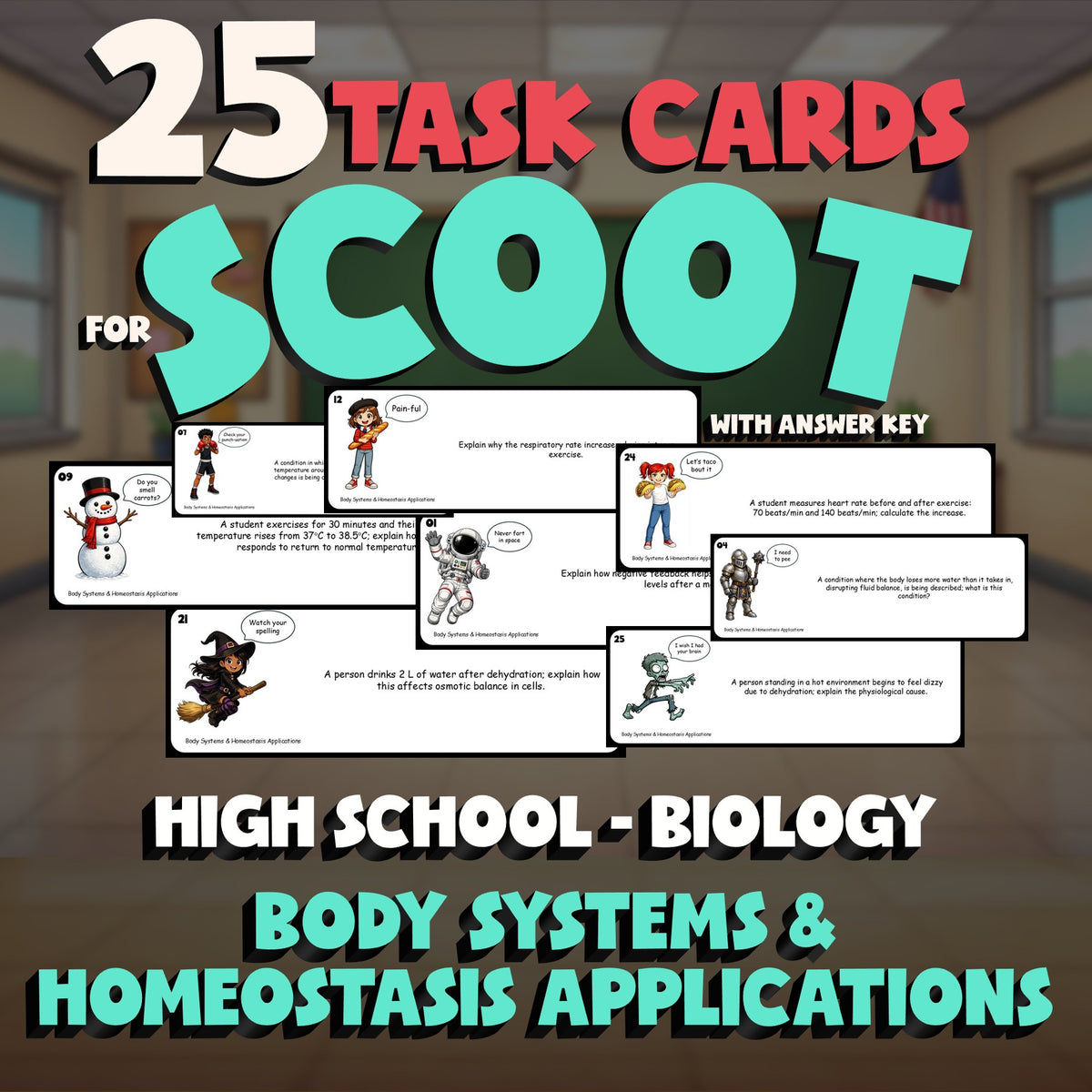 Body Systems & Homeostasis Applications SCOOT TASK CARDS Science Game - Biology
