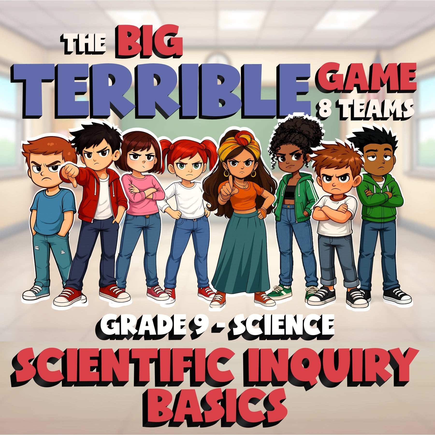 Scientific Inquiry Basics BIG TERRIBLE GAME - No Prep Grade 9 Science Review