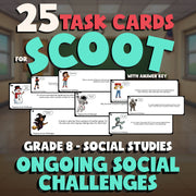 Ongoing Social Challenges SCOOT TASK CARDS Socials Game - No Prep Grade 8 Review
