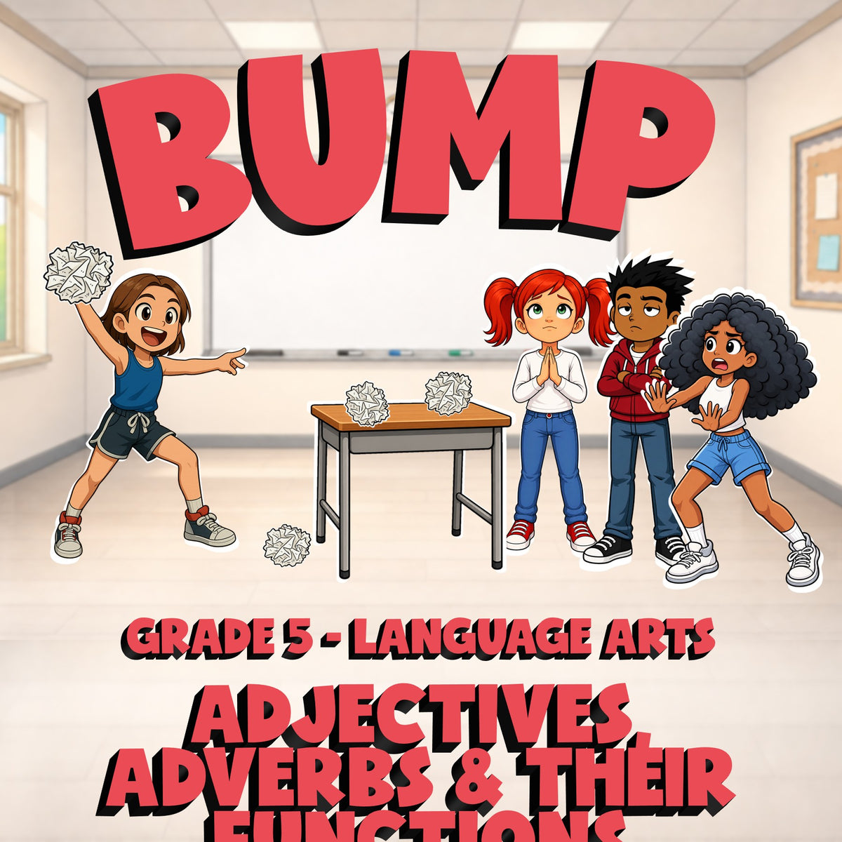 Adjectives, Adverbs & Their Functions BUMP ELA Game - No Prep Grade 5 Review