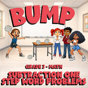 Subtraction One Step Word Problems BUMP Math Game - No Prep Grade 3 Review