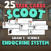Endocrine System SCOOT TASK CARDS Science Game - No Prep Grade 5 Review Activity