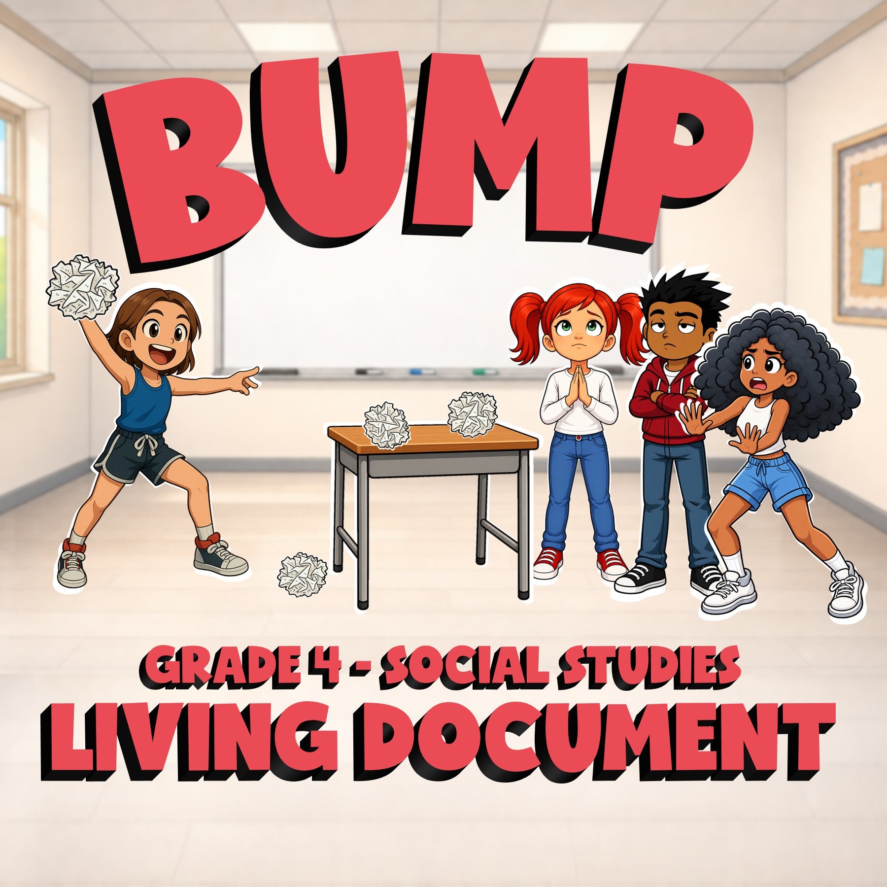 Living Document BUMP Socials Game - No Prep Grade 4 Review Activity