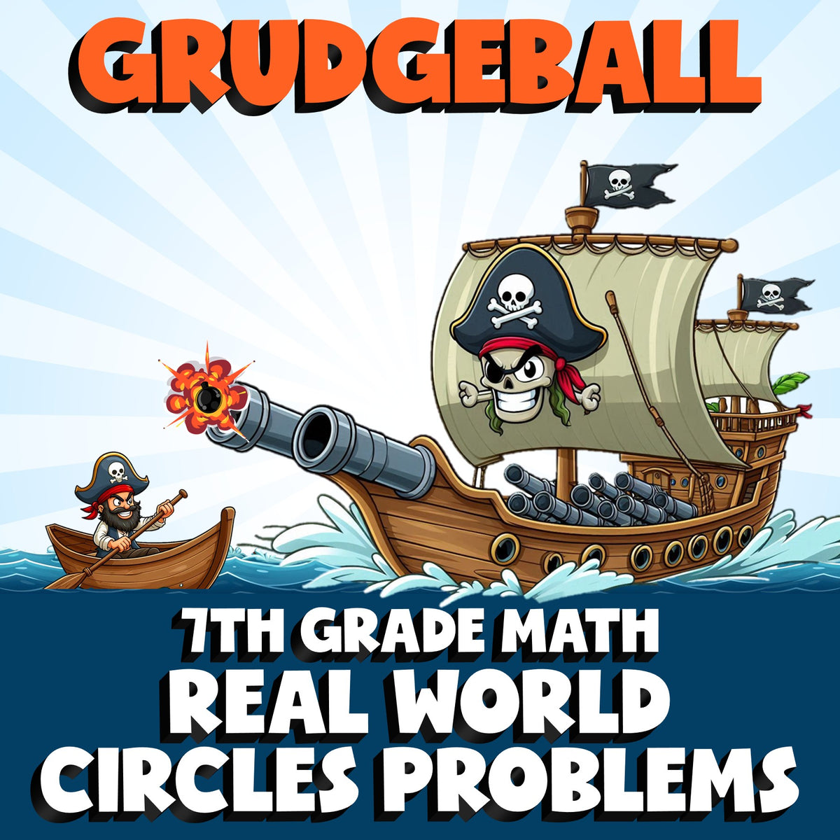 Real World Circles Problems GRUDGEBALL Math Game - No Prep Grade 7 Review