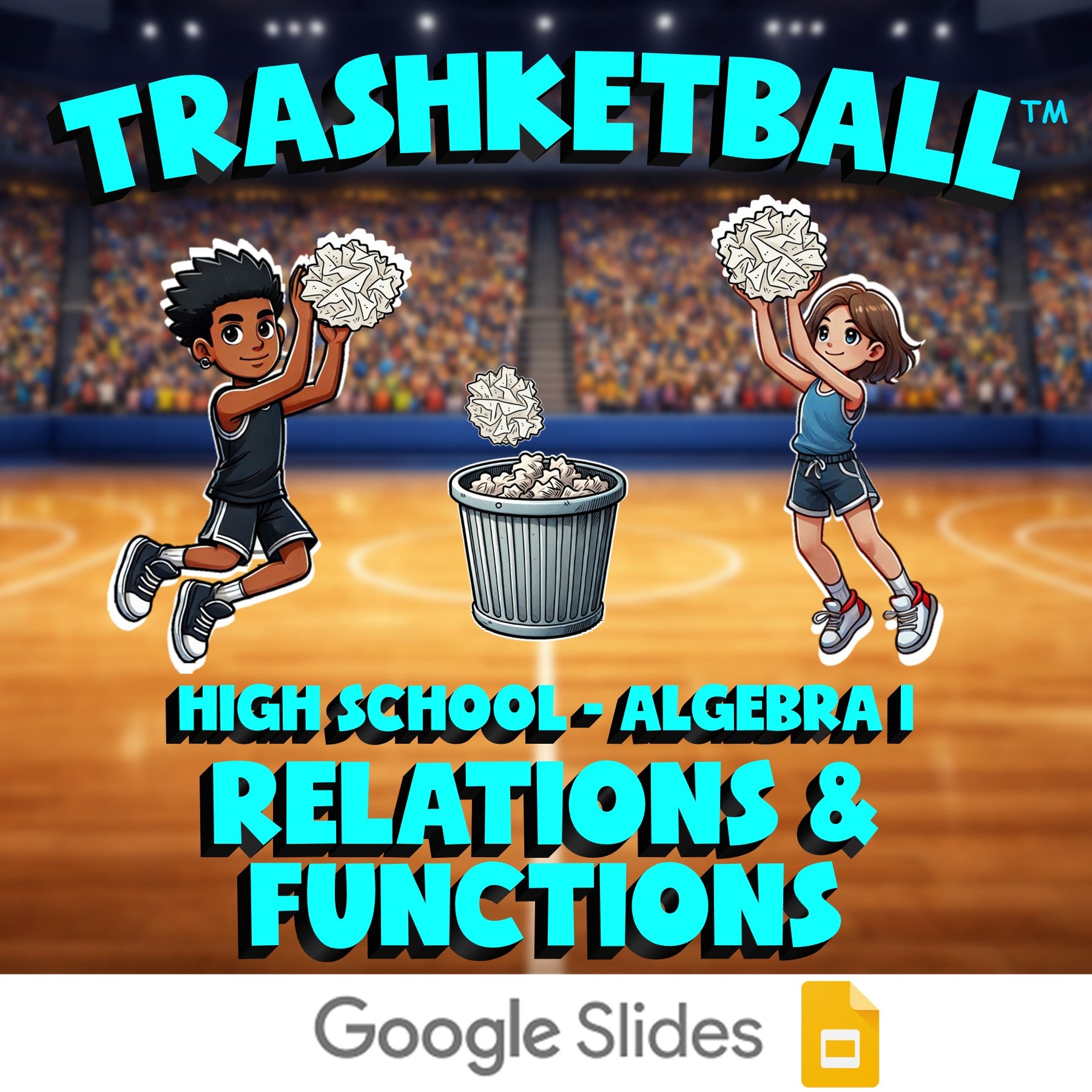 Relations & Functions TRASHKETBALL Math Game - No Prep Algebra 1 Review Activity