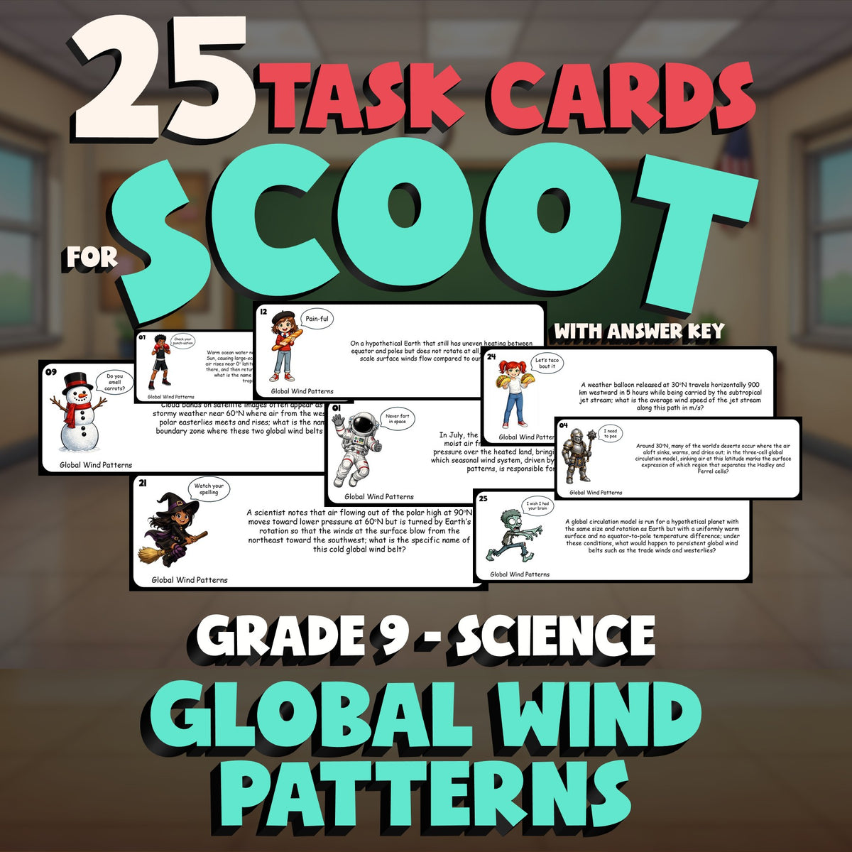 Global Wind Patterns SCOOT TASK CARDS Science Game - No Prep Grade 9 Review