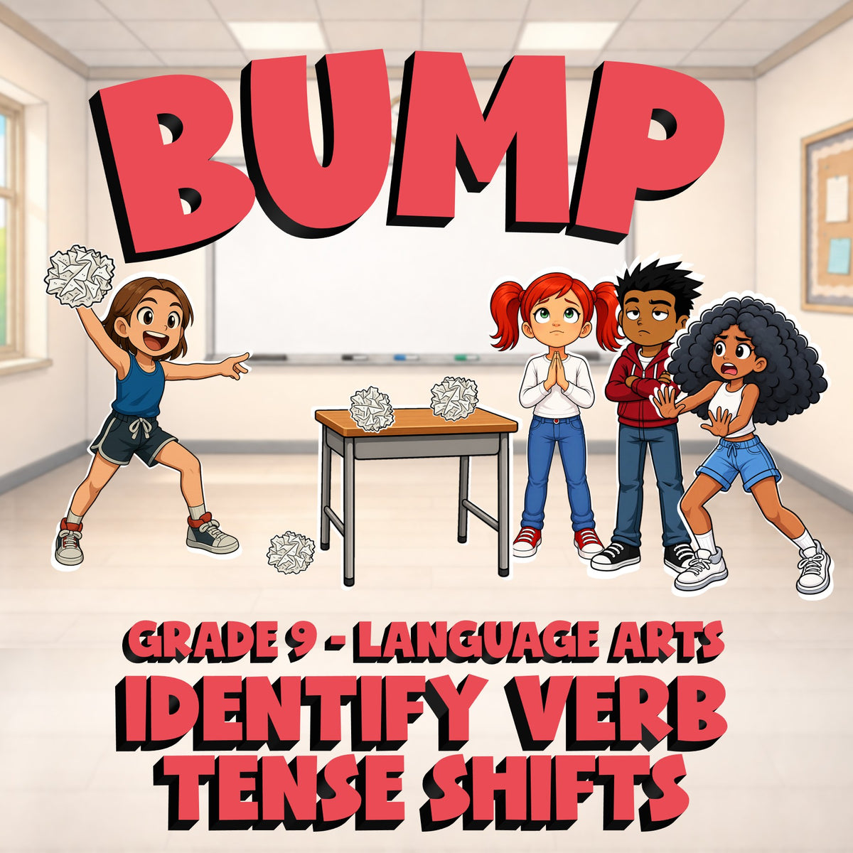 Identify Verb Tense Shifts BUMP ELA Game - No Prep Grade 9 Review Activity