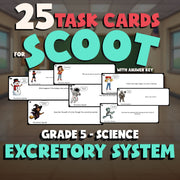 Excretory System SCOOT TASK CARDS Science Game - No Prep Grade 5 Review Activity