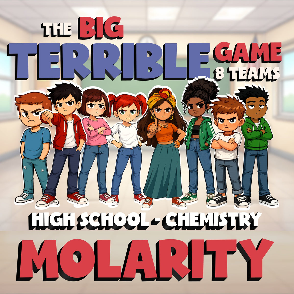 Molarity BIG TERRIBLE GAME - No Prep Chemistry Science Review Activity