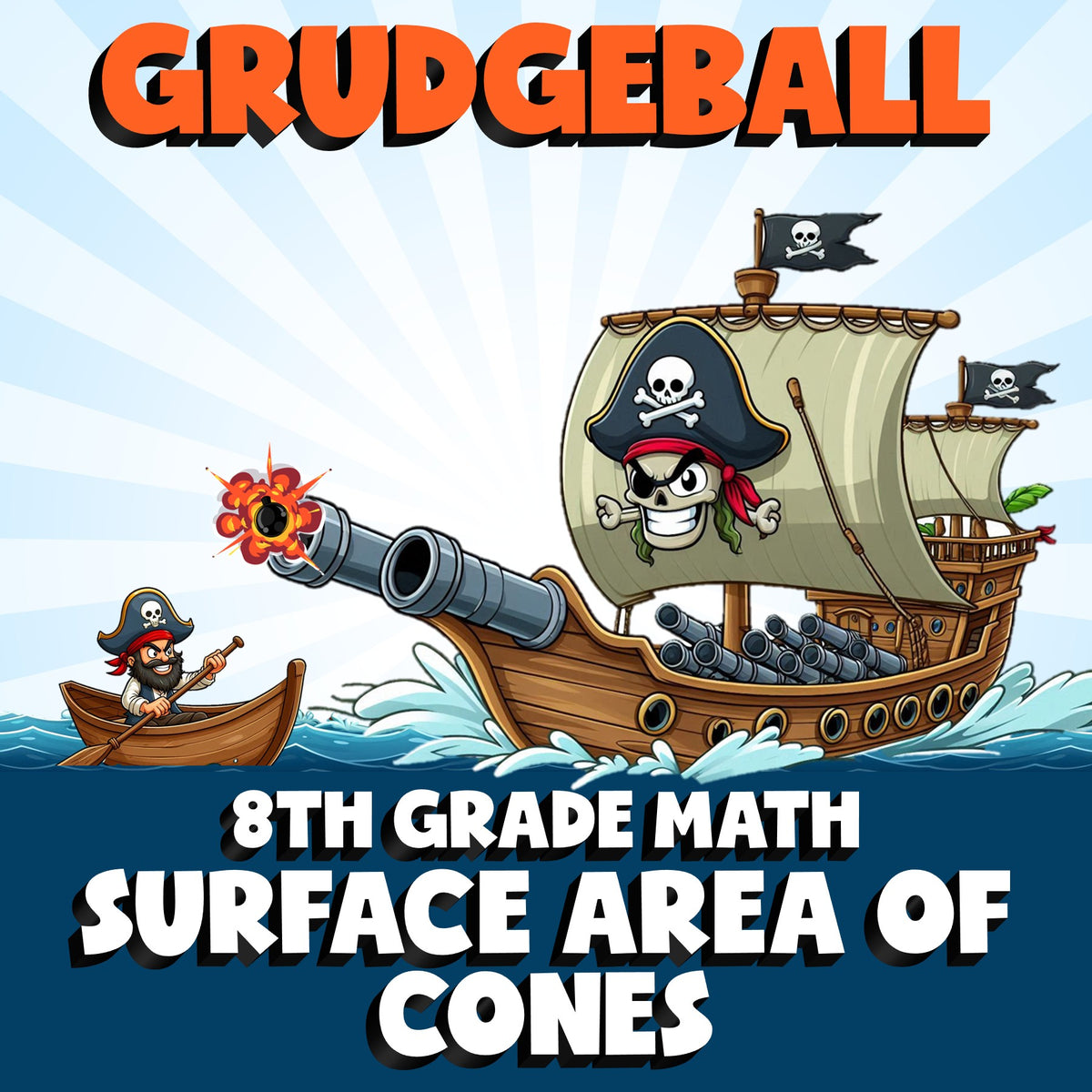 Surface Area of Cones GRUDGEBALL Math Game - No Prep Grade 8 Review Activity