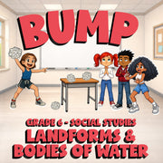 Landforms & Bodies of Water BUMP Socials Game - No Prep Grade 6 Review Activity