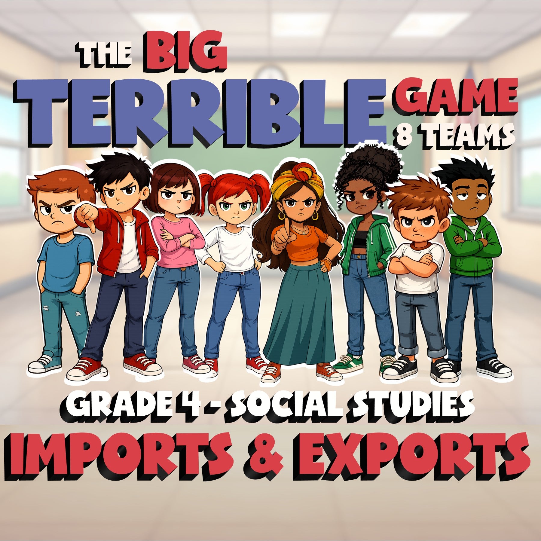 Imports & Exports BIG TERRIBLE GAME - No Prep Grade 4 Socials Review Activity