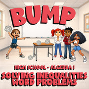 Solving Inequalities Word Problems BUMP Math Game - No Prep Algebra 1 Review