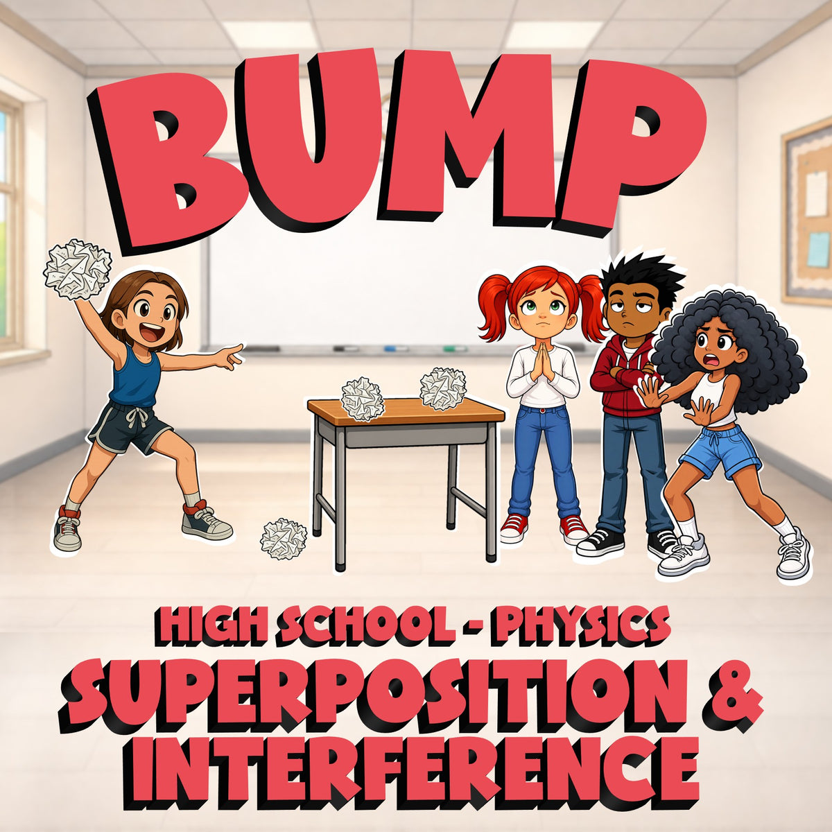 Superposition & Interference BUMP Science Game - No Prep Physics Review Activity