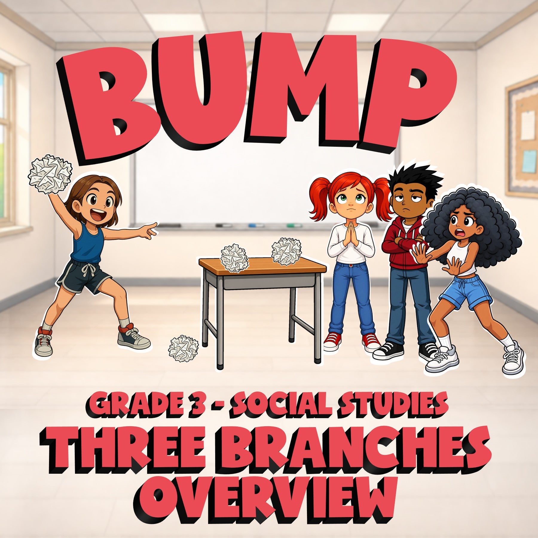 Three Branches Overview BUMP Socials Game - No Prep Grade 3 Review Activity