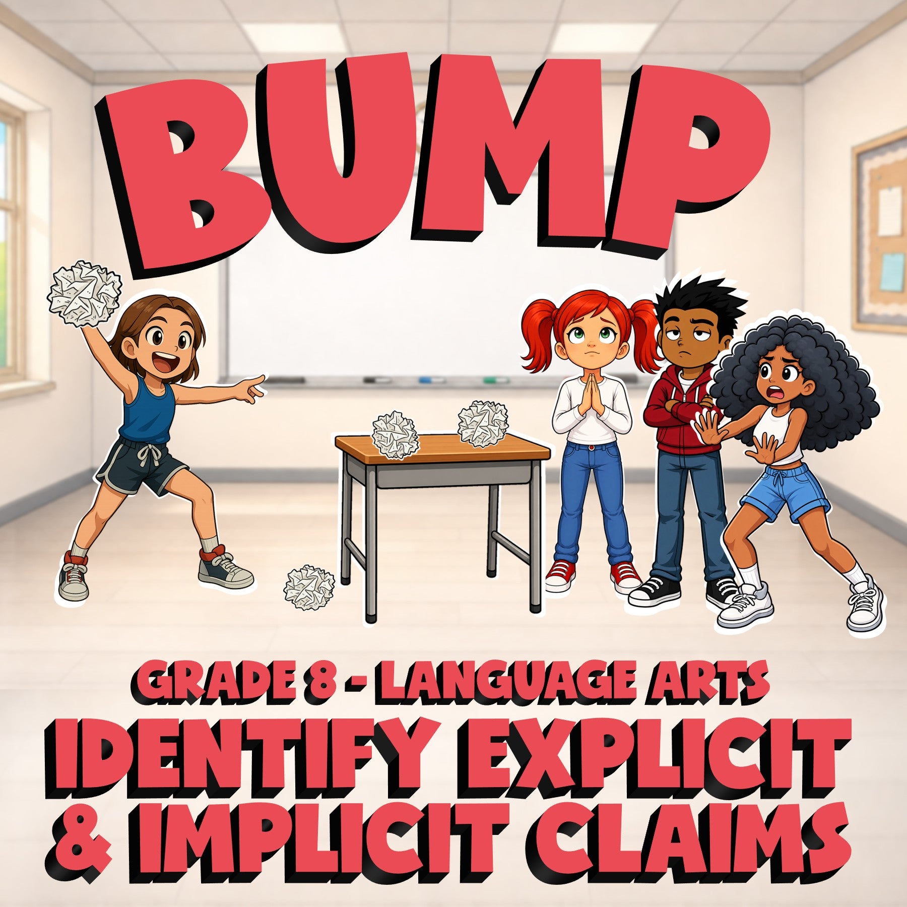 Identify Explicit & Implicit Claims BUMP ELA Game - No Prep Grade 8 Review