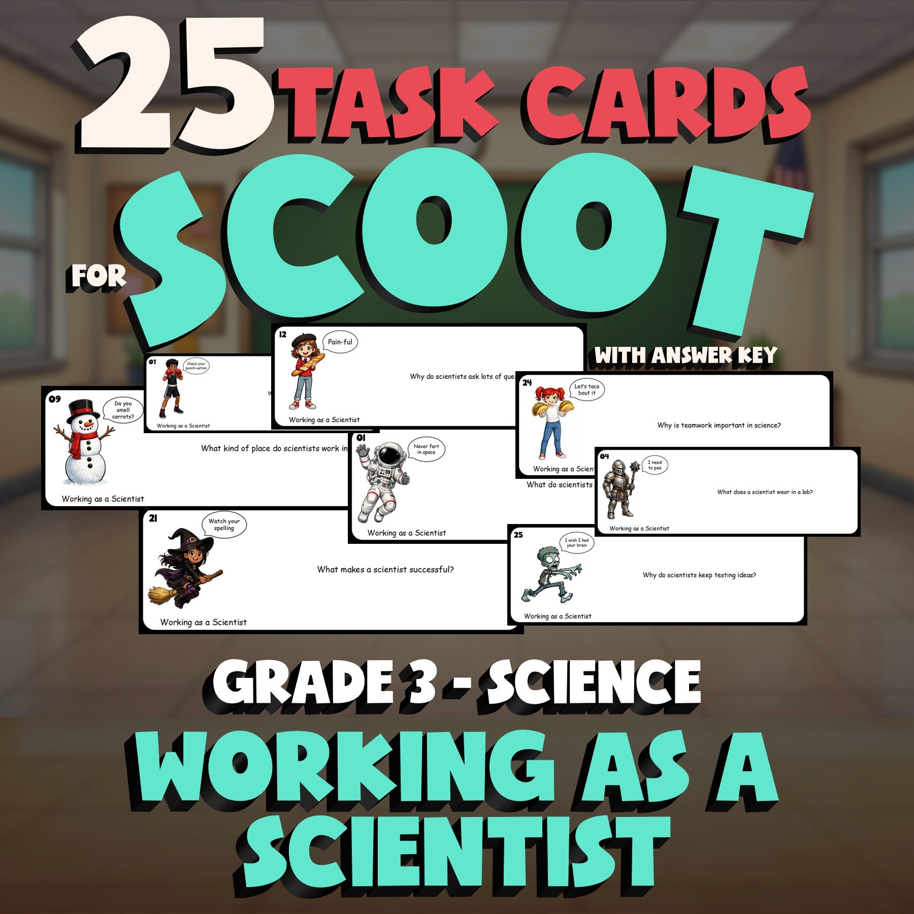 Working as a Scientist SCOOT TASK CARDS Science Game - No Prep Grade 3 Review