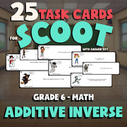 Additive Inverse SCOOT TASK CARDS Math Game - No Prep Grade 6 Review Activity