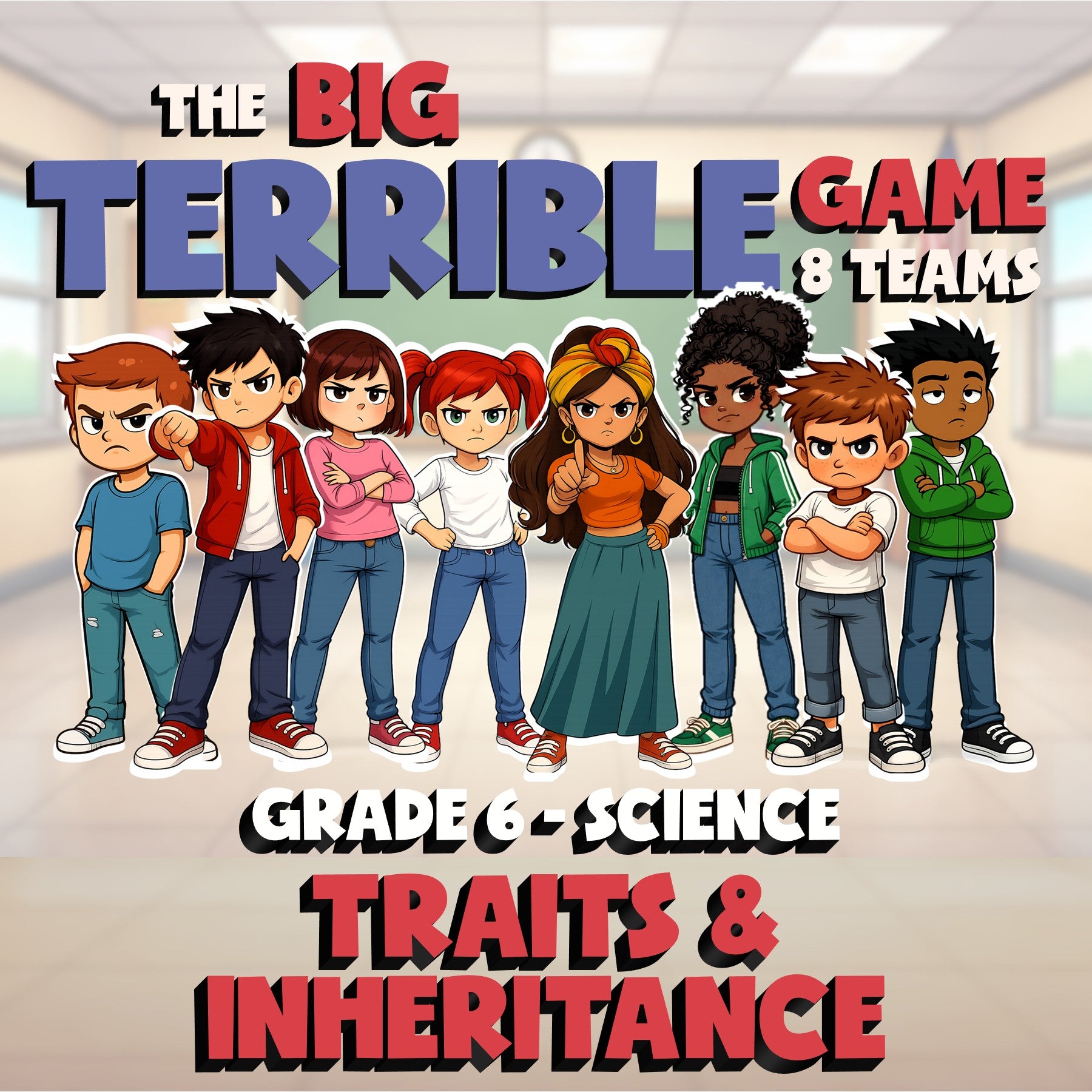 Traits & Inheritance BIG TERRIBLE GAME - No Prep Grade 6 Science Review Activity