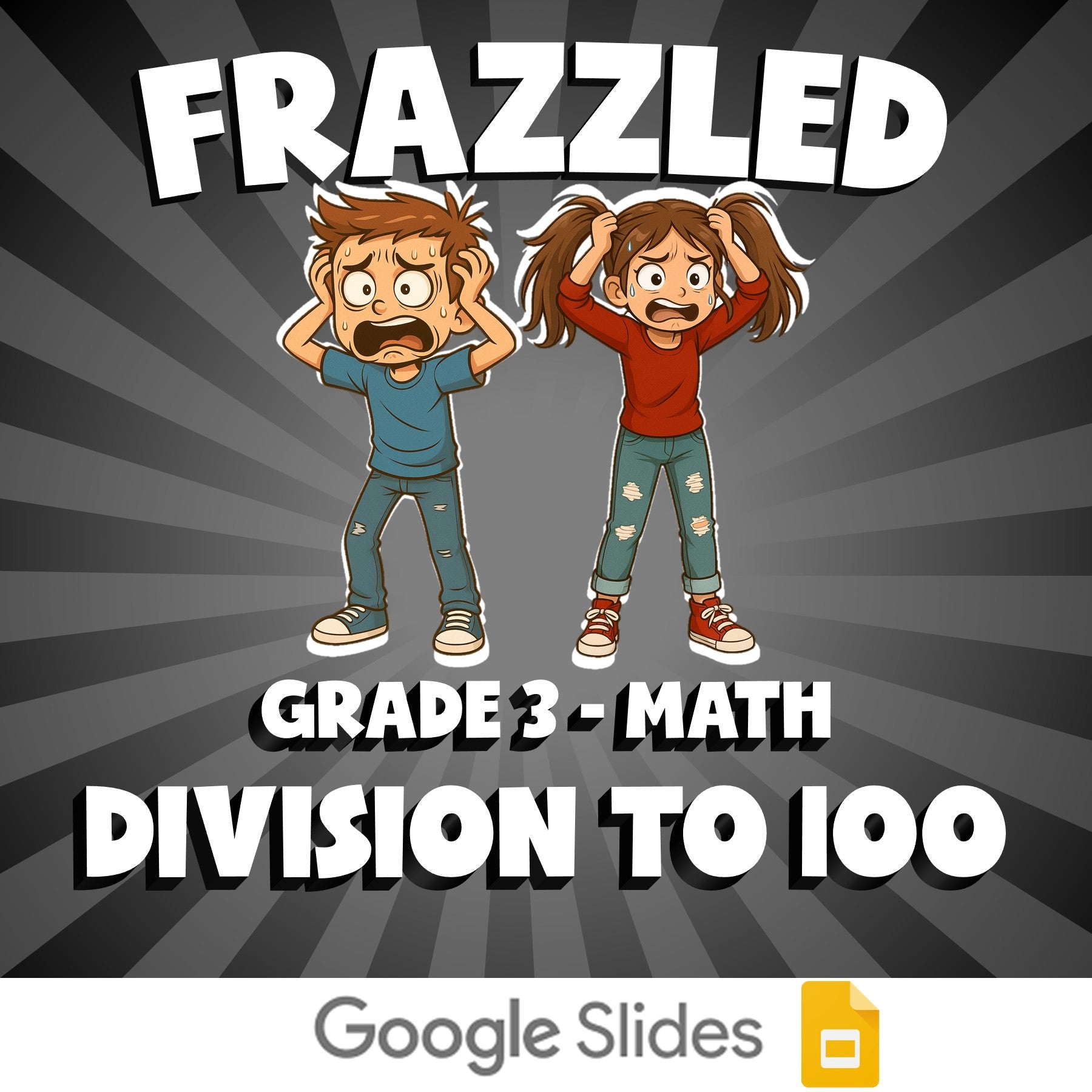 Division to 100 FRAZZLED Math Game - No Prep Grade 3 Review Activity