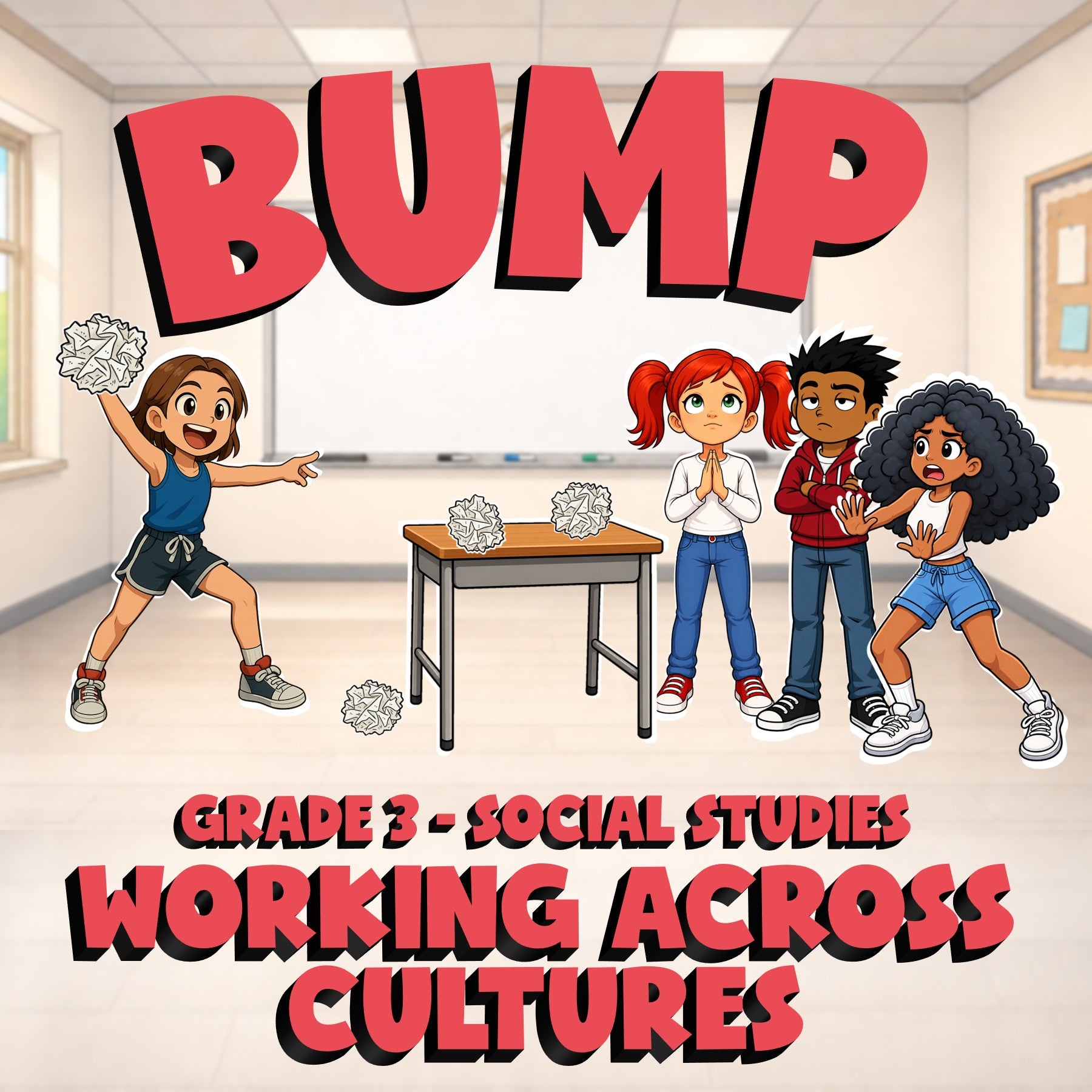 Working Across Cultures BUMP Socials Game - No Prep Grade 3 Review Activity