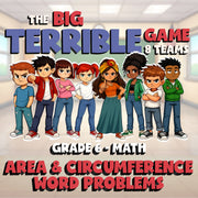Area & Circumference Word Problems BIG TERRIBLE GAME - Grade 6 Math Review