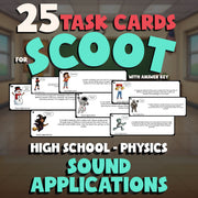 Sound Applications SCOOT TASK CARDS Science Game - No Prep Physics Review