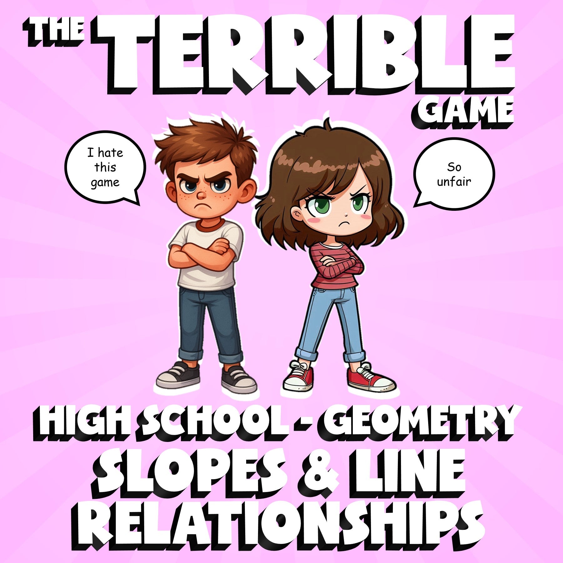 Slopes & Line Relationships THE TERRIBLE GAME - No Prep Geometry Math Review