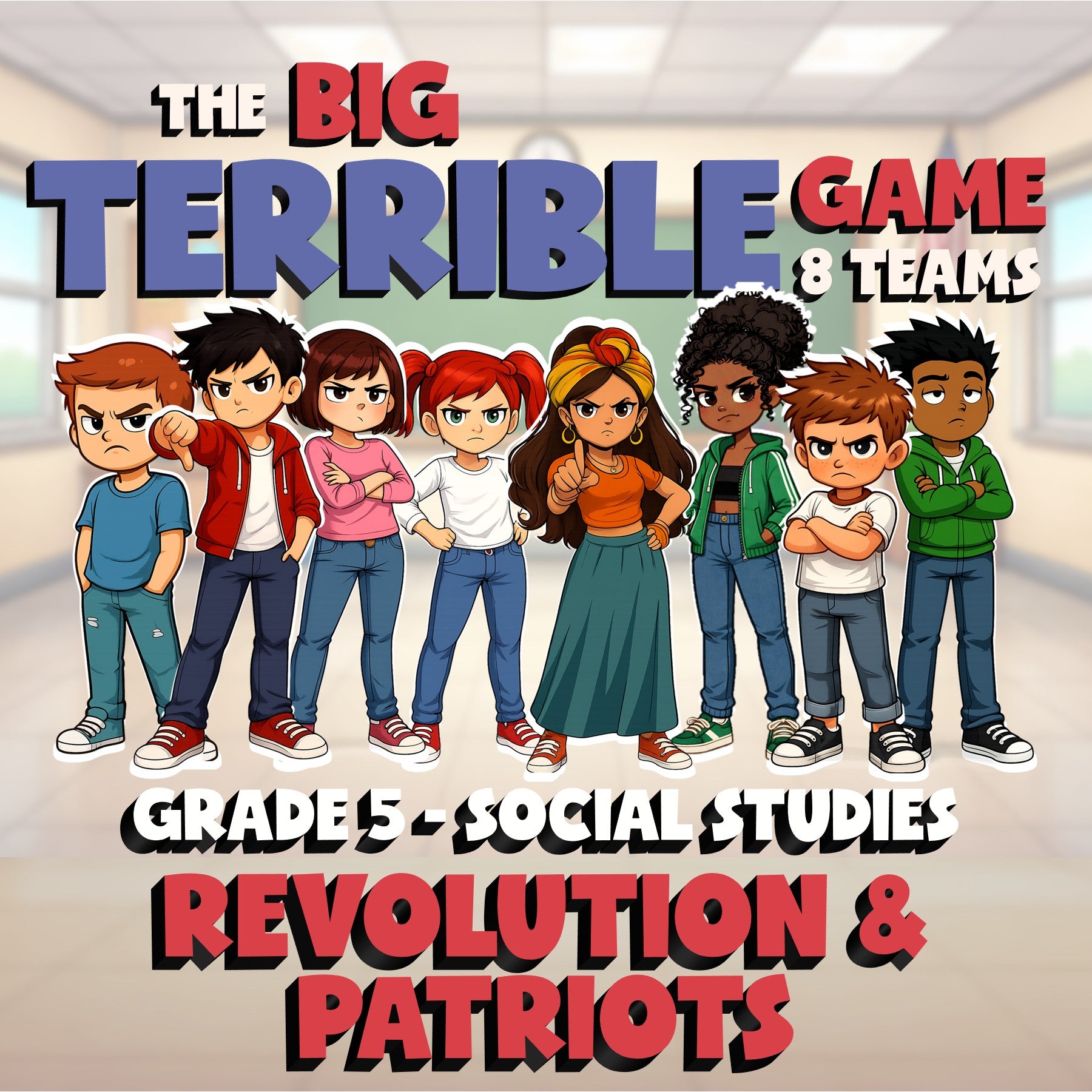 Revolution & Patriots BIG TERRIBLE GAME - No Prep Grade 5 Socials Review