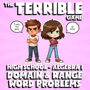 Domain & Range Word Problems THE TERRIBLE GAME - No Prep Algebra 1 Math Review