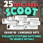 Evaluate Citation Matching to Source Details SCOOT TASK CARDS ELA Game Grade 10