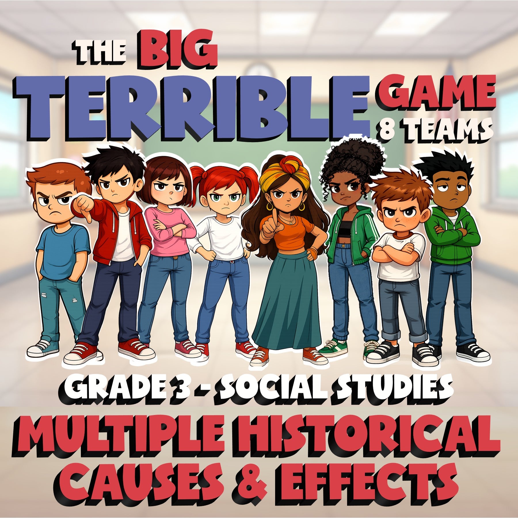 Multiple Historical Causes & Effects BIG TERRIBLE GAME - Grade 3 Socials Review