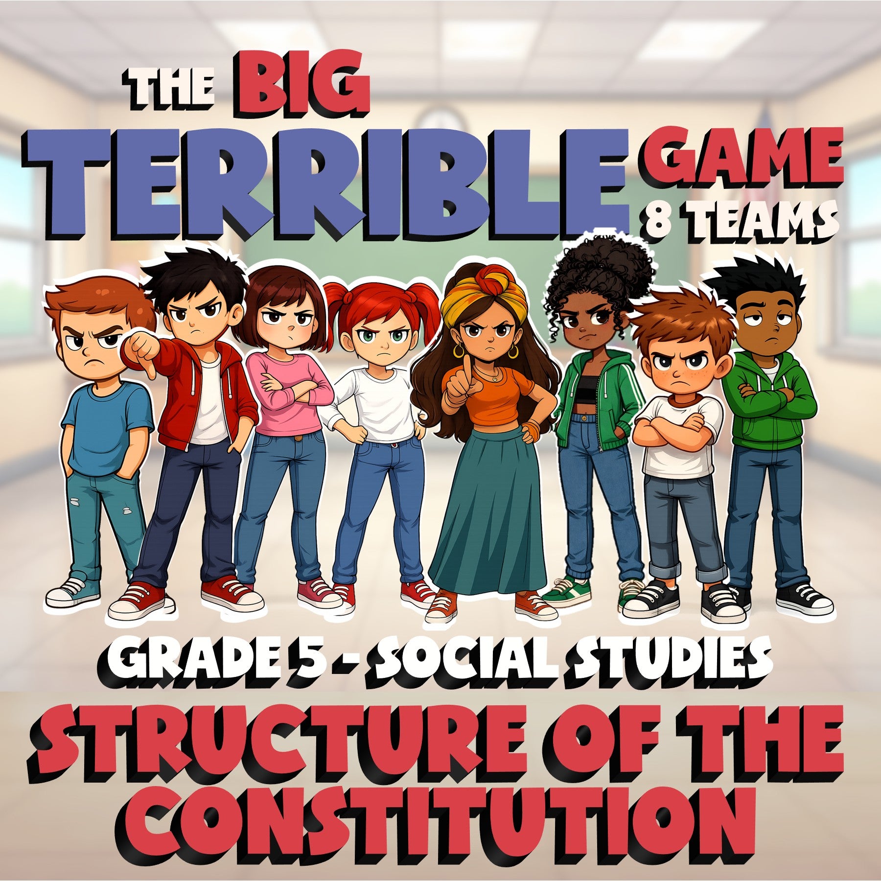Structure of the Constitution BIG TERRIBLE GAME - No Prep Grade 5 Socials Review