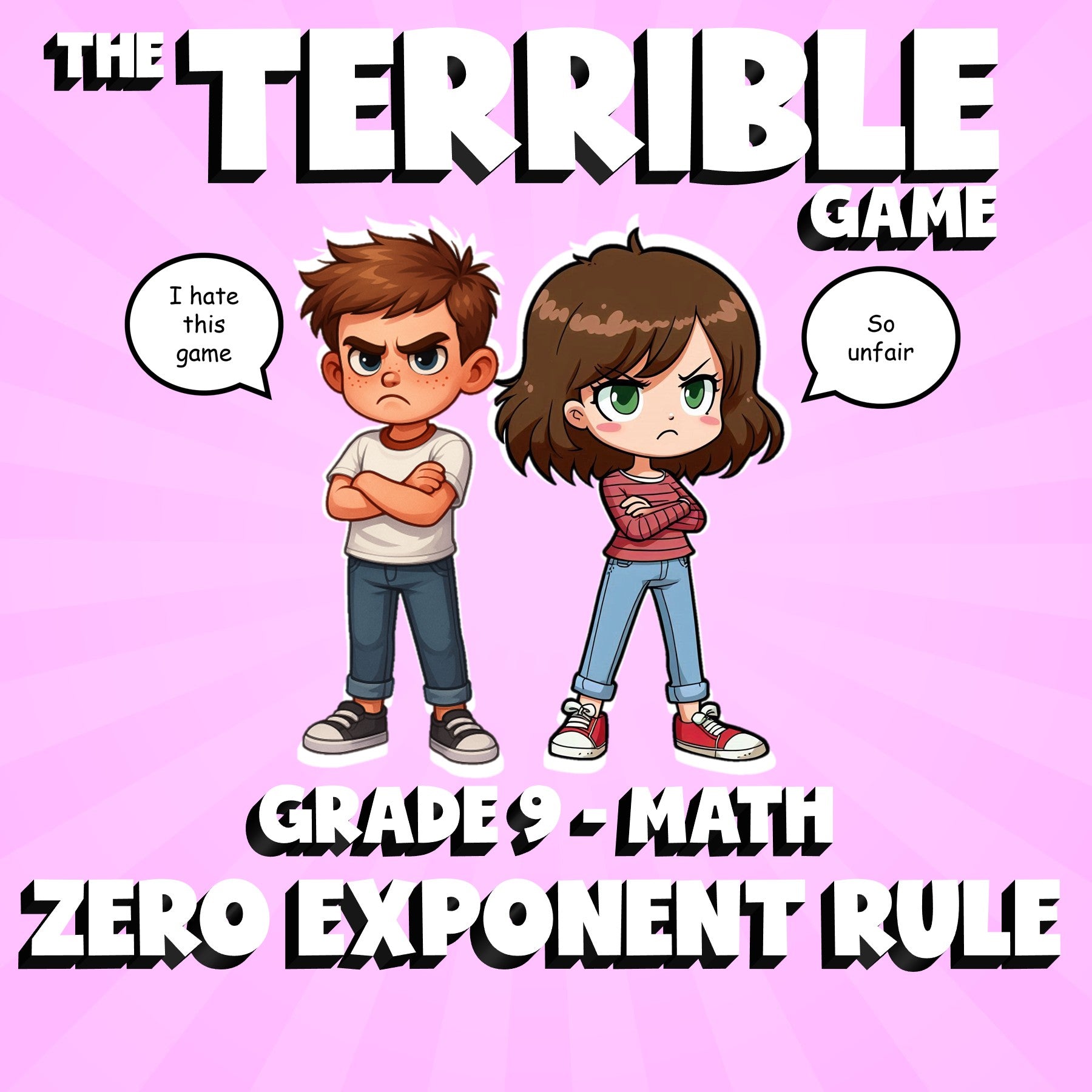 Zero Exponent Rule THE TERRIBLE GAME - No Prep Grade 9 Math Review Activity