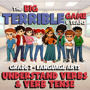 Understand Verbs & Verb Tense BIG TERRIBLE GAME - No Prep Grade 3 ELA Review