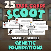 Genetic Foundations SCOOT TASK CARDS Science Game - No Prep Grade 9 Review