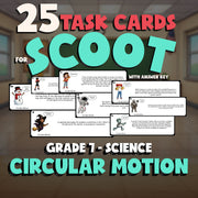 Circular Motion SCOOT TASK CARDS Science Game - No Prep Grade 7 Review Activity