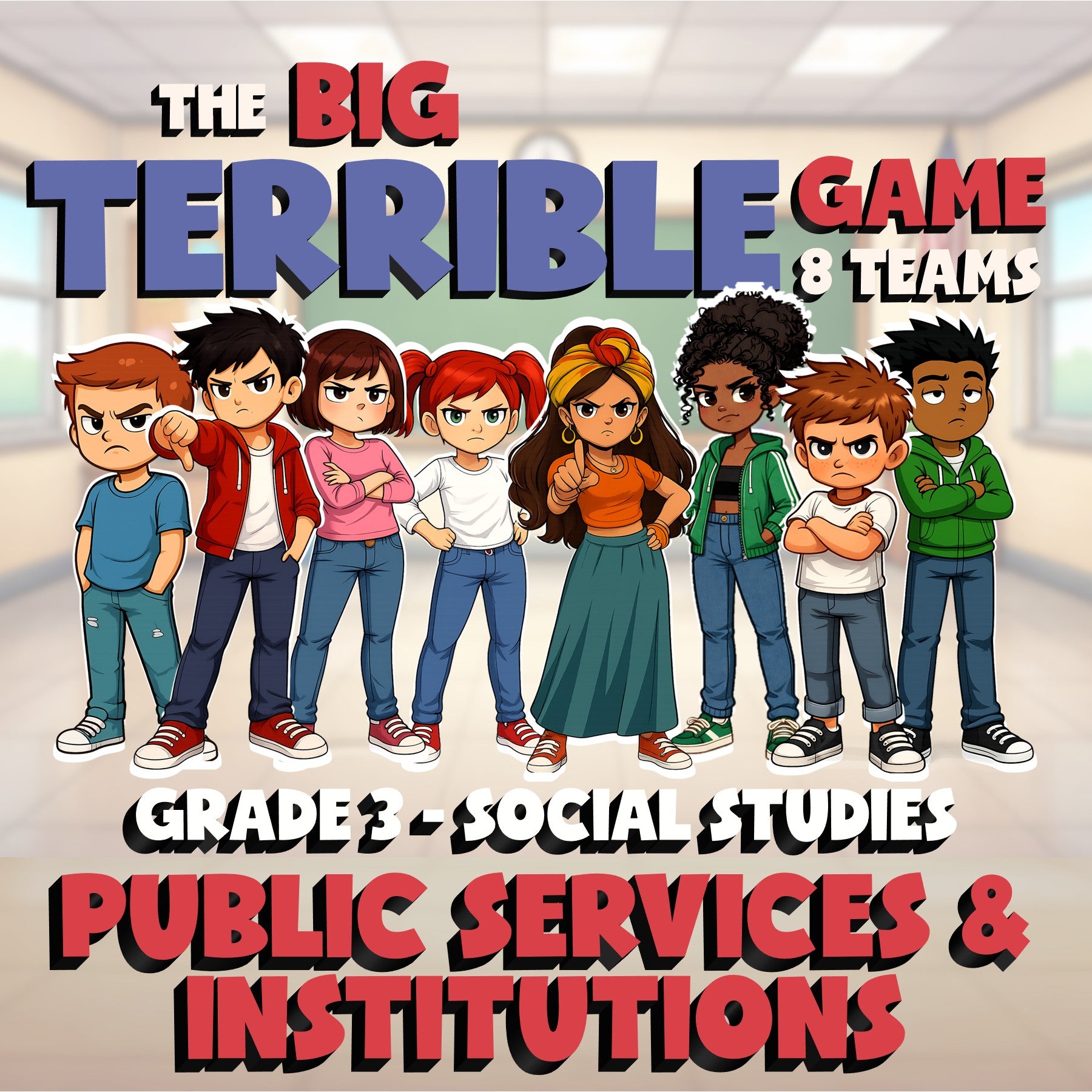 Public Services & Institutions BIG TERRIBLE GAME - Grade 3 Socials Review