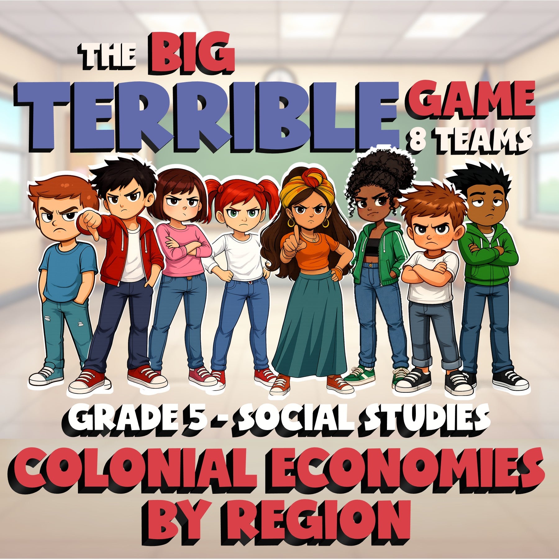 Colonial Economies by Region BIG TERRIBLE GAME - No Prep Grade 5 Socials Review