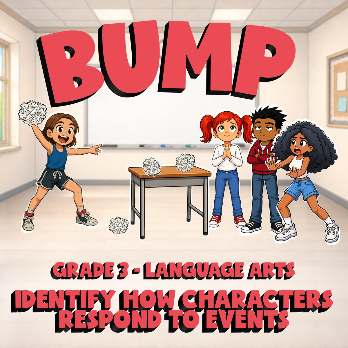 Identify How Characters Respond to Events BUMP ELA Game - No Prep Grade 3 Review