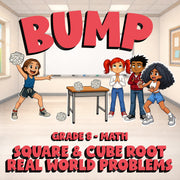 Square & Cube Root Real World Problems BUMP Math Game - No Prep Grade 8 Review