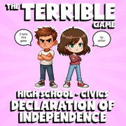 Declaration of Independence THE TERRIBLE GAME - No Prep Civics Review Activity