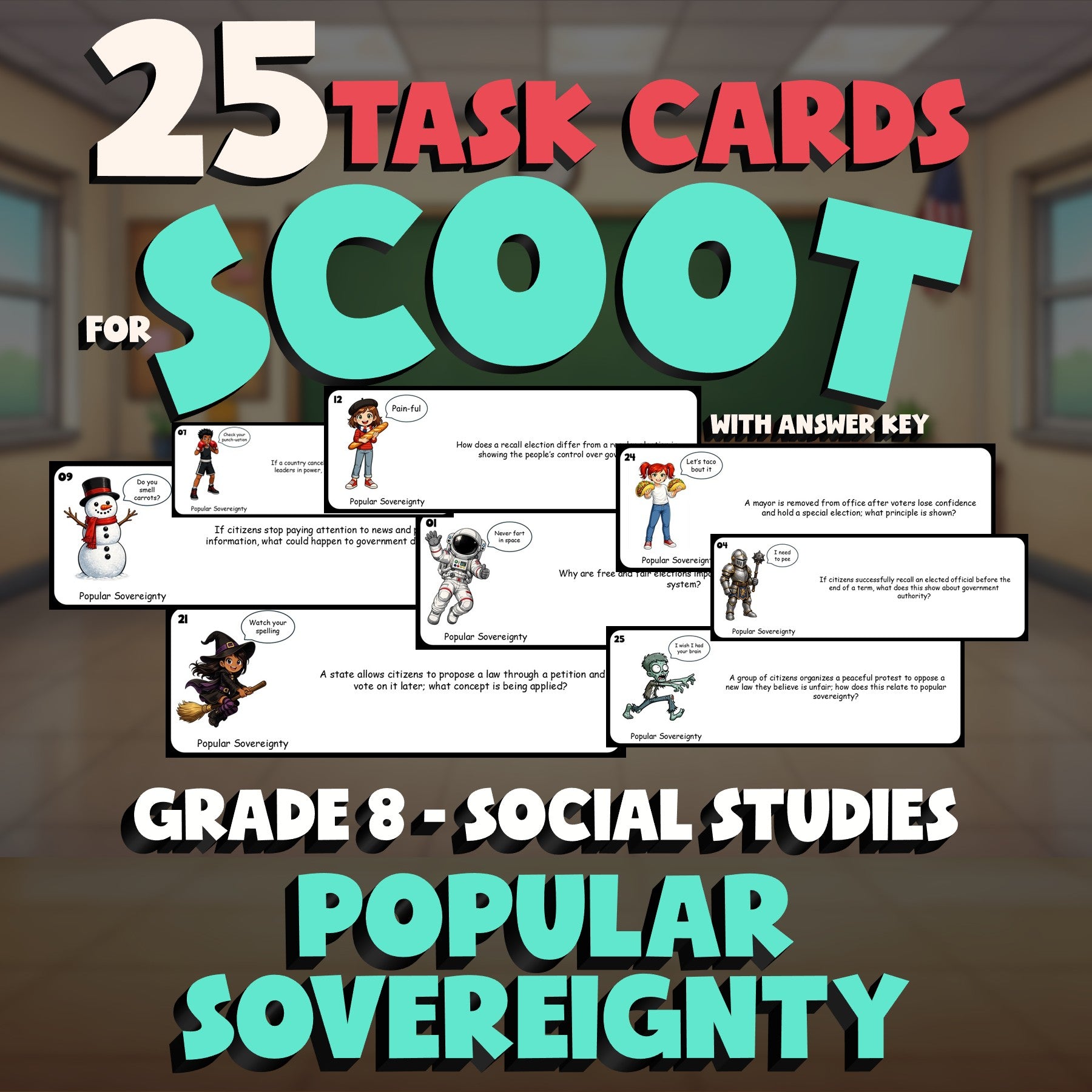 Popular Sovereignty SCOOT TASK CARDS Socials Game - No Prep Grade 8 Review